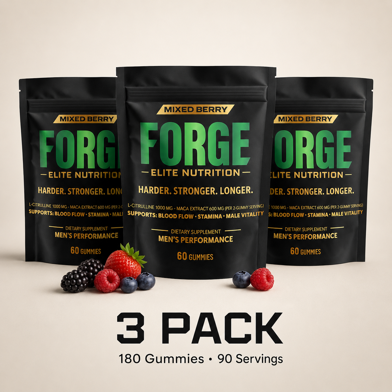 Forge Men’s Performance Gummies 3 Pack | Blood Flow, Stamina & Male Vitality Support